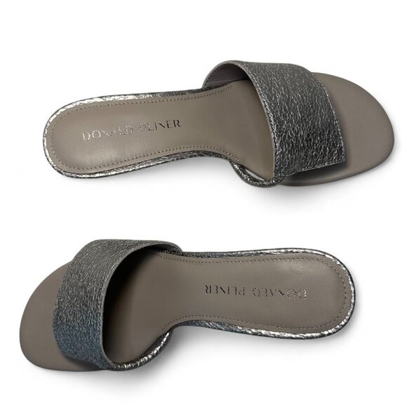 DONALD PLINER Vimm Pebbled Slip-on Mid Heel, Metallic Light Taupe, Sz 7, NEW - Picture 5 of 12